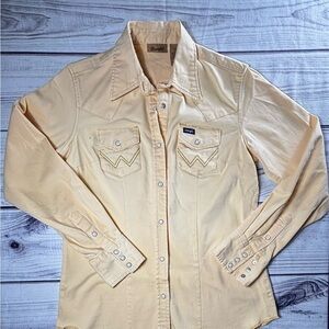 Wrangler Yellow Western Vintage VTG Style  Pearl look Snap Shirt